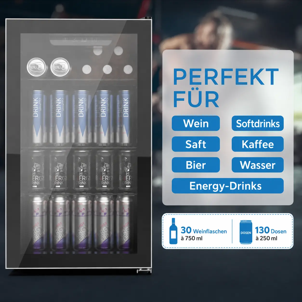 Glacier Home Premium 91 L drinks fridge with ambient LED lighting — image 3